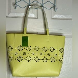 NWT!!Kate Spade Hallie yellow daisy cutout tote purse. Springtime, summer